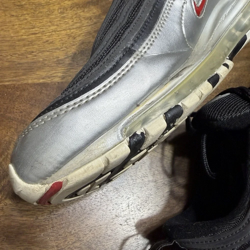 Nike Air Max 97 QS B-Sides Metallic Silver Black Size 10.5 Sneakers AT5458-001